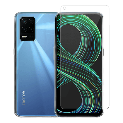 COSY Transparent Case + Screen Protector Glass for Realme 8 5G