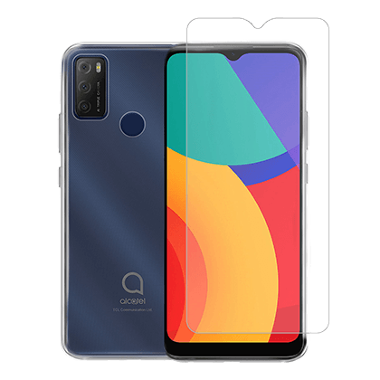 COSY Transparent Case + Screen Protector Glass for ALCATEL 1S 2021