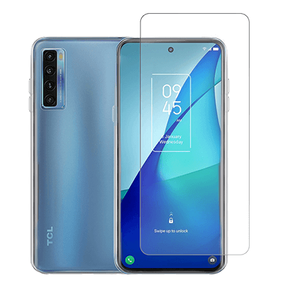 Transparent Case + COSY Screen Protector Glass for TCL 20L + / 20 5G