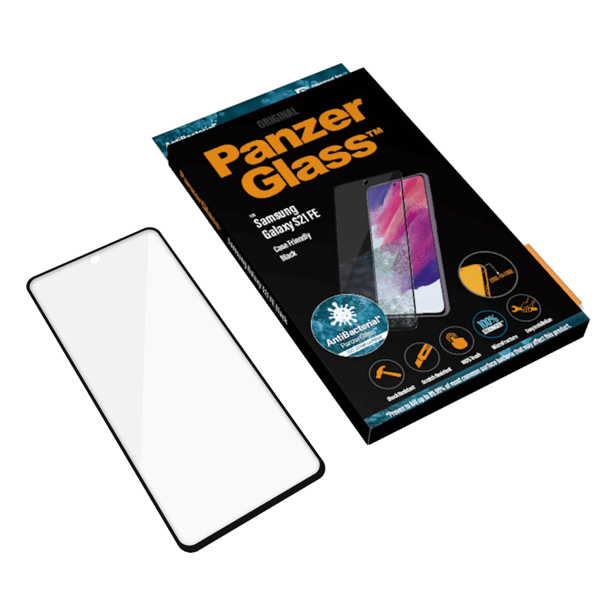 Γυαλί Προστασίας Οθόνης με Πλαίσιο PANZERGLASS Case Friendly Antibacterial για SAMSUNG Galaxy S21 FE - 2