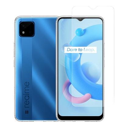 Transparent Case + COSY Screen Protector Glass for Realme C11 2021