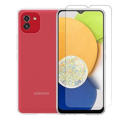 Transparent Case + COSY Screen Protector Glass for SAMSUNG Galaxy A03