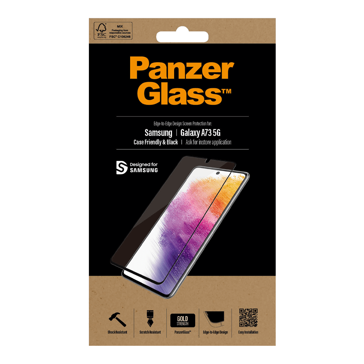 Γυαλί Προστασίας Οθόνης με Πλαίσιο PANZERGLASS Case Friendly για SAMSUNG Galaxy A73 5G - 3