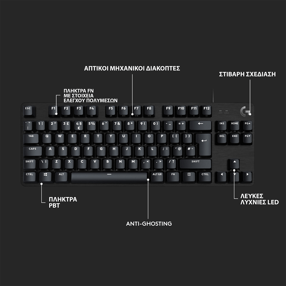 Ενσύρματο Μηχανικό Gaming Πληκτρολόγιο LOGITECH G413 TKL SE Μαύρο - 6