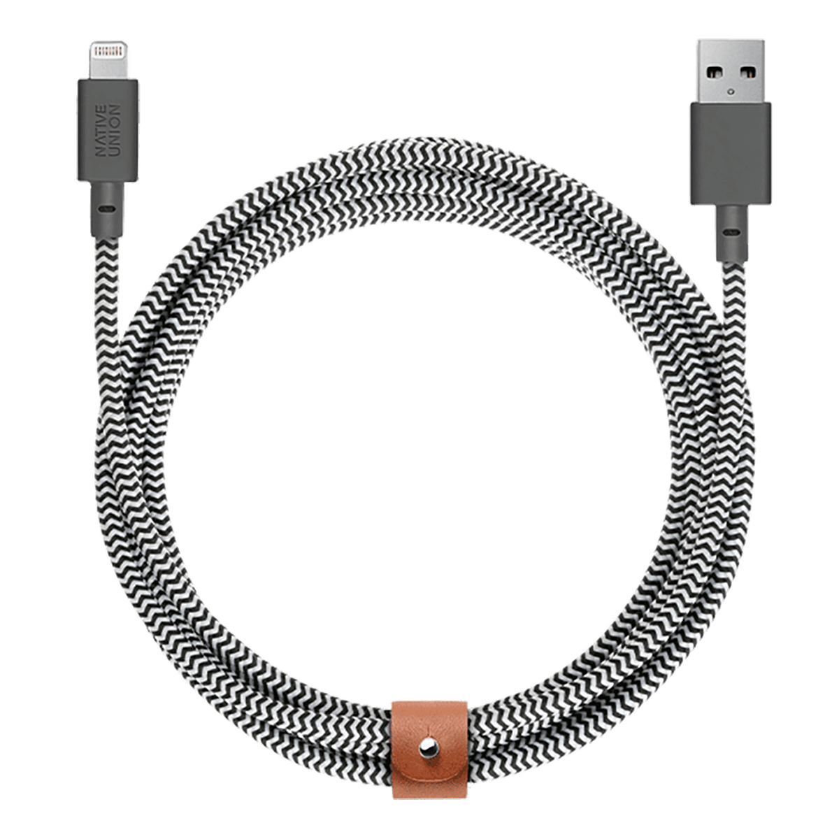 Καλώδιο NATIVE UNION Belt XL USB-Α σε Lightning 3 Μέτρα 'Ασπρο/ Μαύρο