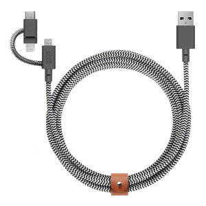 Καλώδιο NATIVE UNION Belt Universal 3 σε 1 2 Μέτρα Άσπρο/ Μαύρο