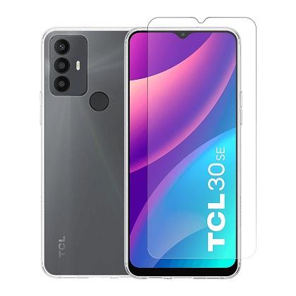 Transparent Case + COSY Screen Protector Glass for TCL 30SE / 306