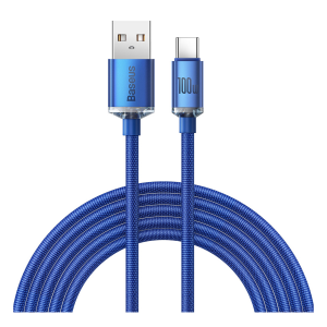 Καλώδιο BASEUS Crystal Shine USB-Α σε USB Type-C 100W 2 Μέτρα Μπλε