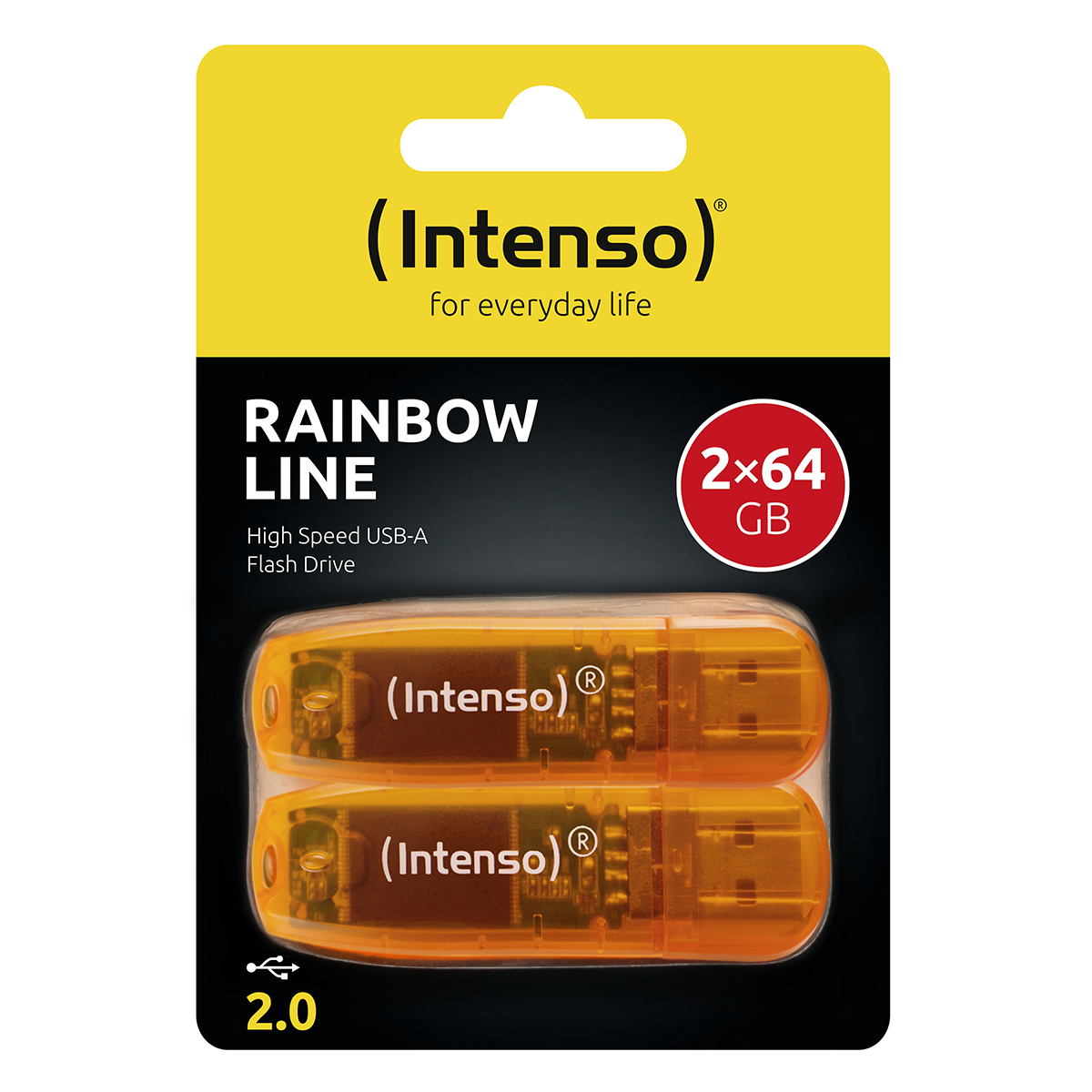 Μνήμη USB 2.0 INTENSO Rainbow Line 64GB (2 Τεμάχια) Πορτοκαλί - 2
