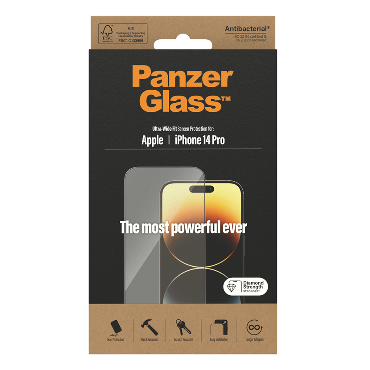 Γυαλί Προστασίας Οθόνης με Πλαίσιο PANZERGLASS Ultra - Wide Fit για iPhone 14 Pro - 3