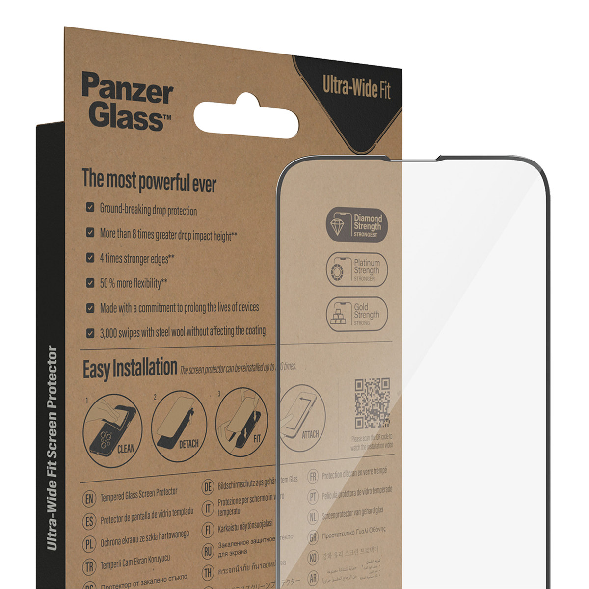 Γυαλί Προστασίας Οθόνης με Πλαίσιο PANZERGLASS Ultra - Wide Fit Antibacterial για iPhone 14 Plus/ 13 Pro Max - 4