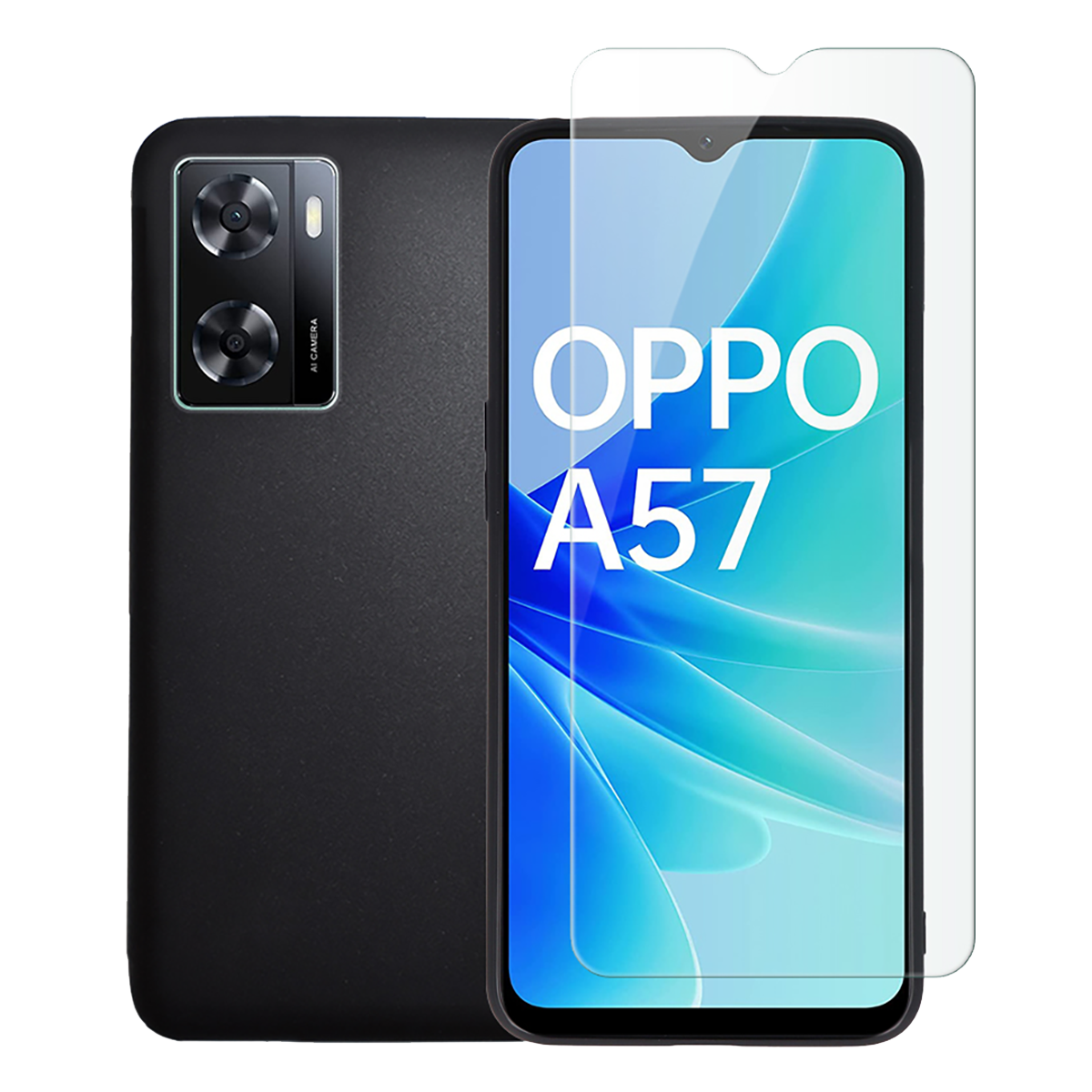 Θήκη Matte + Γυαλί Προστασίας Οθόνης COSY για OPPO A57s Μαύρη
