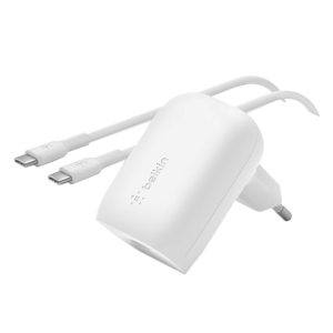 Φορτιστής Ταξιδίου BELKIN Boost Charge USB-C με PPS 30W + Καλώδιο USB Type-C σε USB Type-C 1 Μέτρο Λευκό
