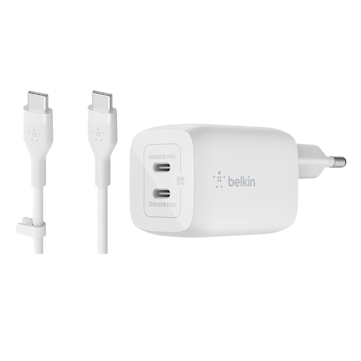 Φορτιστής Ταξιδίου BELKIN με Καλώδιο USB Type-C σε USB Type-C 2 Μέτρα 65W