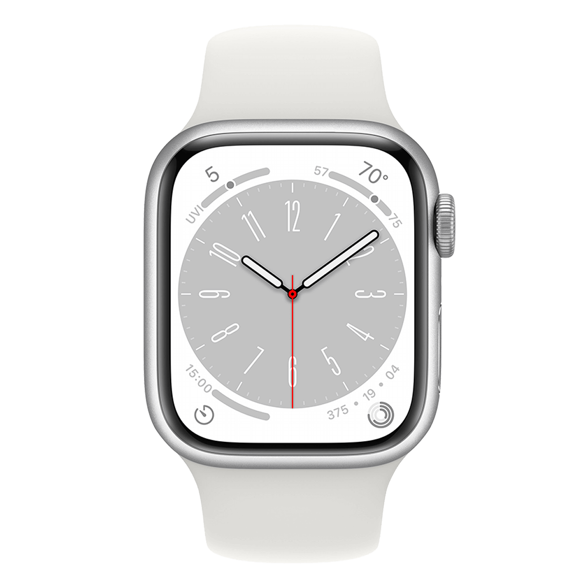 APPLE Watch Series 8 GPS 45mm Silver Aluminium Case με White Sport Band Smartwatch