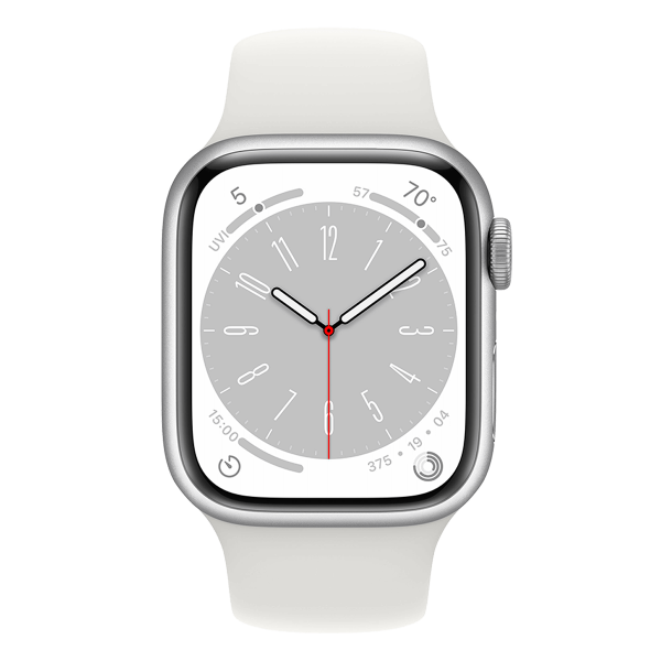 APPLE Watch Series 8 GPS 45mm Silver Aluminium Case White Sport