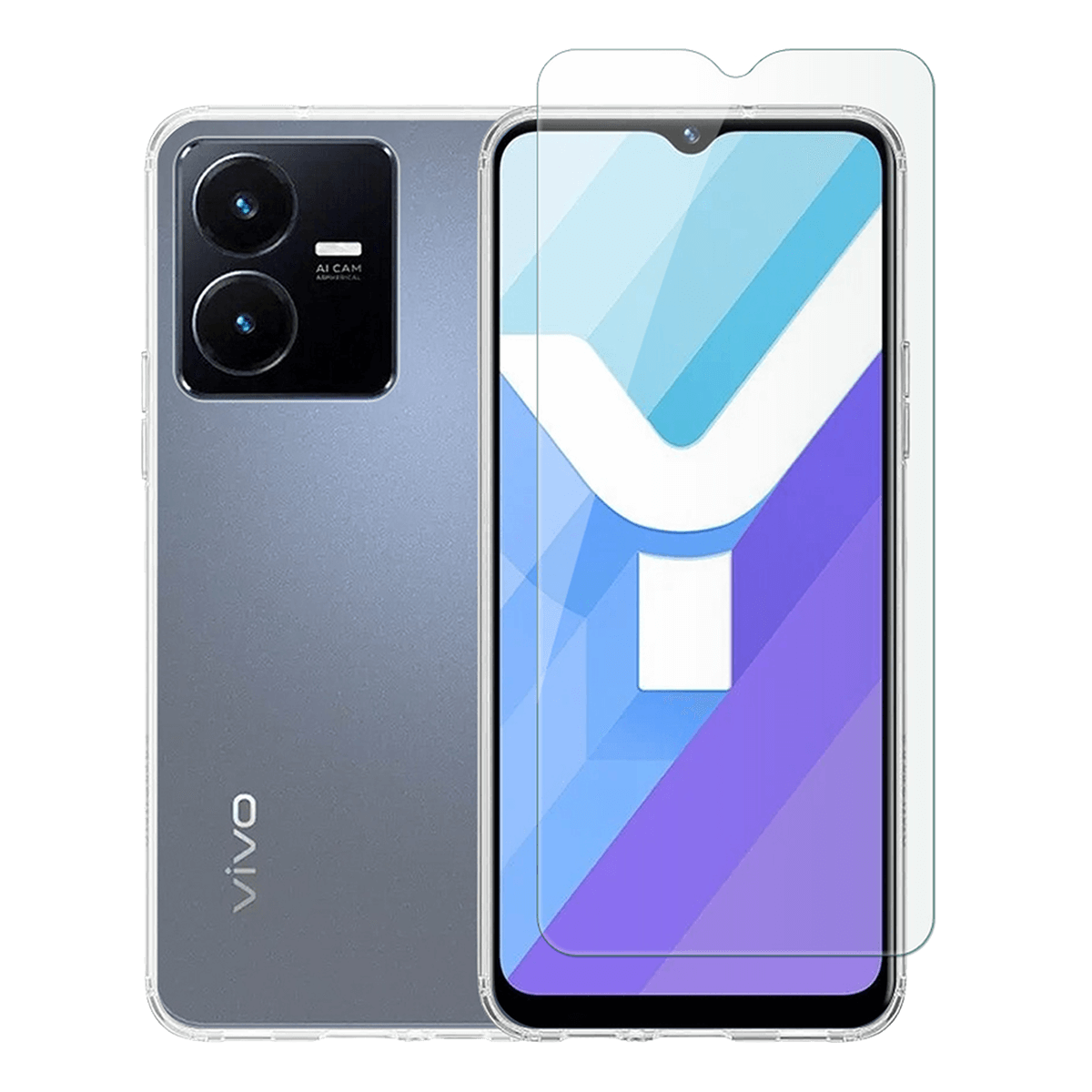 Διάφανη Θήκη + Γυαλί Προστασίας Οθόνης COSY για VIVO Y22s