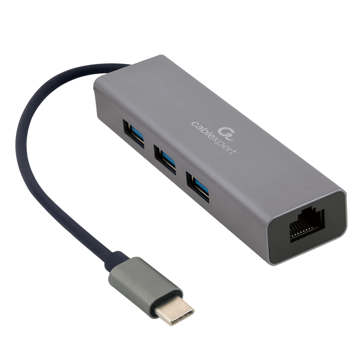 Hub USB Type-C CABLEXPERT με 3 θύρες & θύρα RJ45