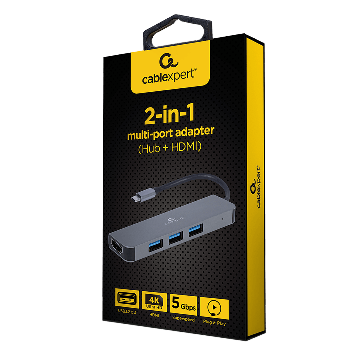 Hub USB Type-C CABLEXPERT με 2 θύρες Γκρι - 2