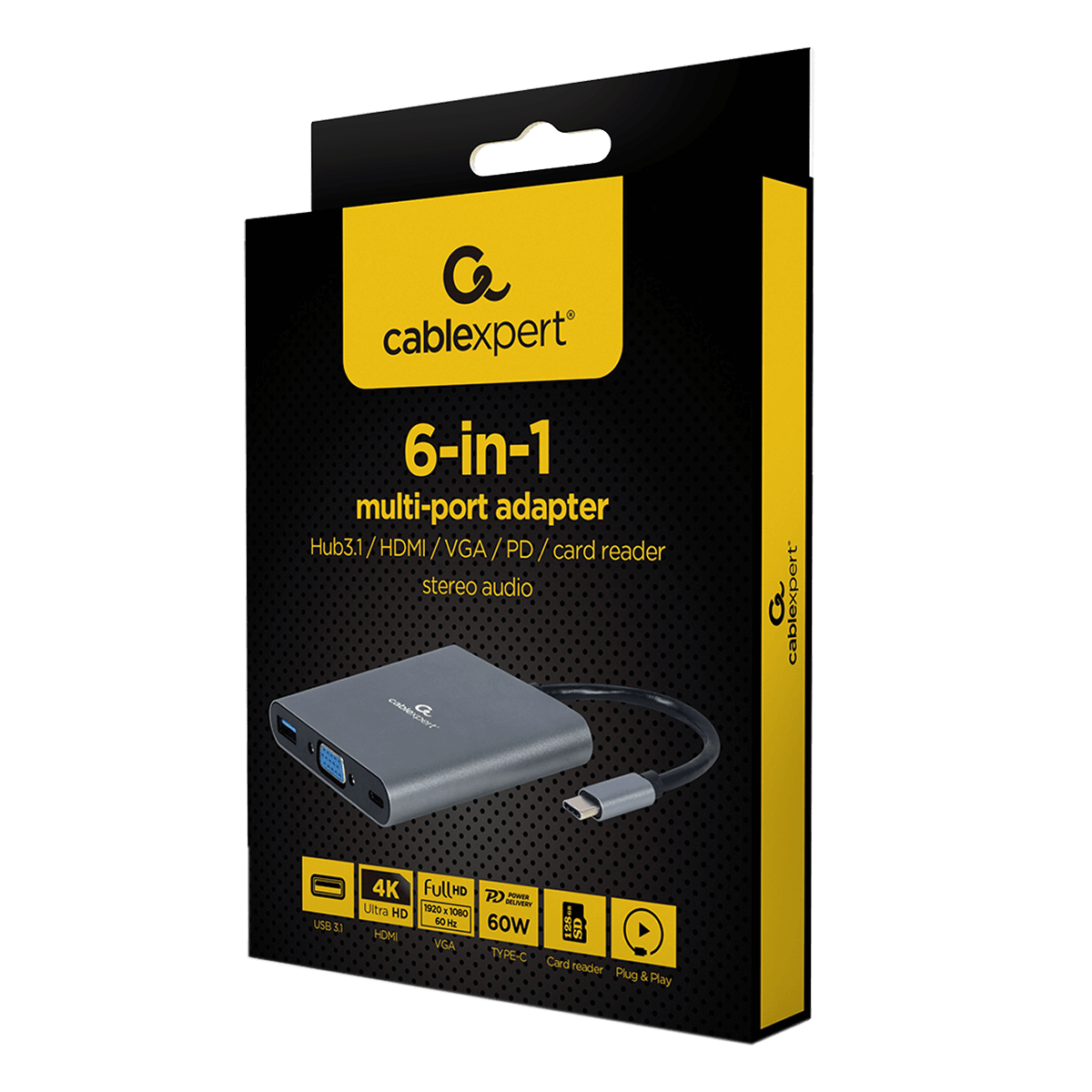 Hub USB Type-C CABLEXPERT με 6 θύρες Γκρι - 3