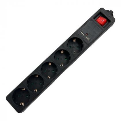 LAMTECH Security Power Strip 5 Positions with 2 USB Ports
