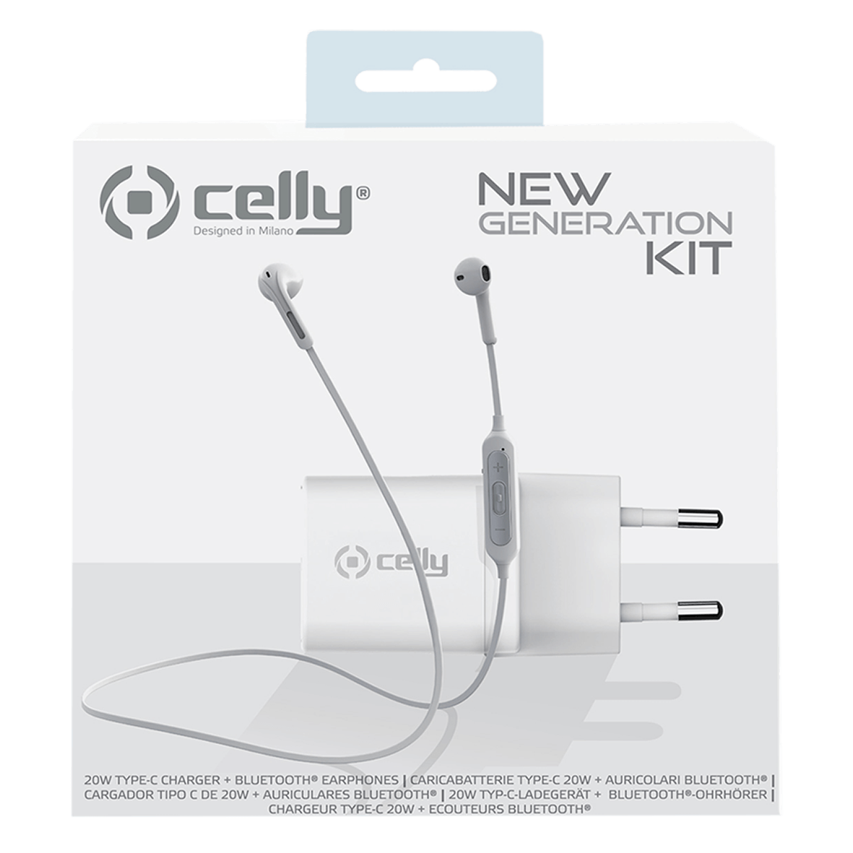 Bluetooth Ακουστικά Neckband CELLY + Φορτιστής Ταξιδίου 20W Λευκό - 4