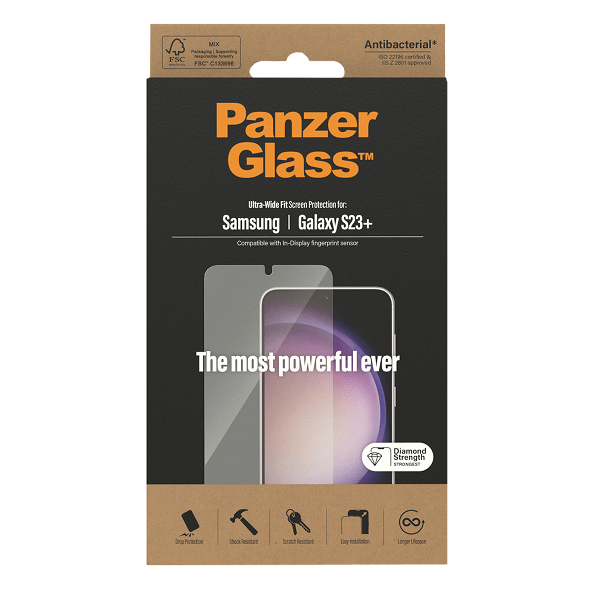 Γυαλί Προστασίας Οθόνης PANZERGLASS Ultra - Wide Fit Antibacterial για SAMSUNG Galaxy S23+ - 2