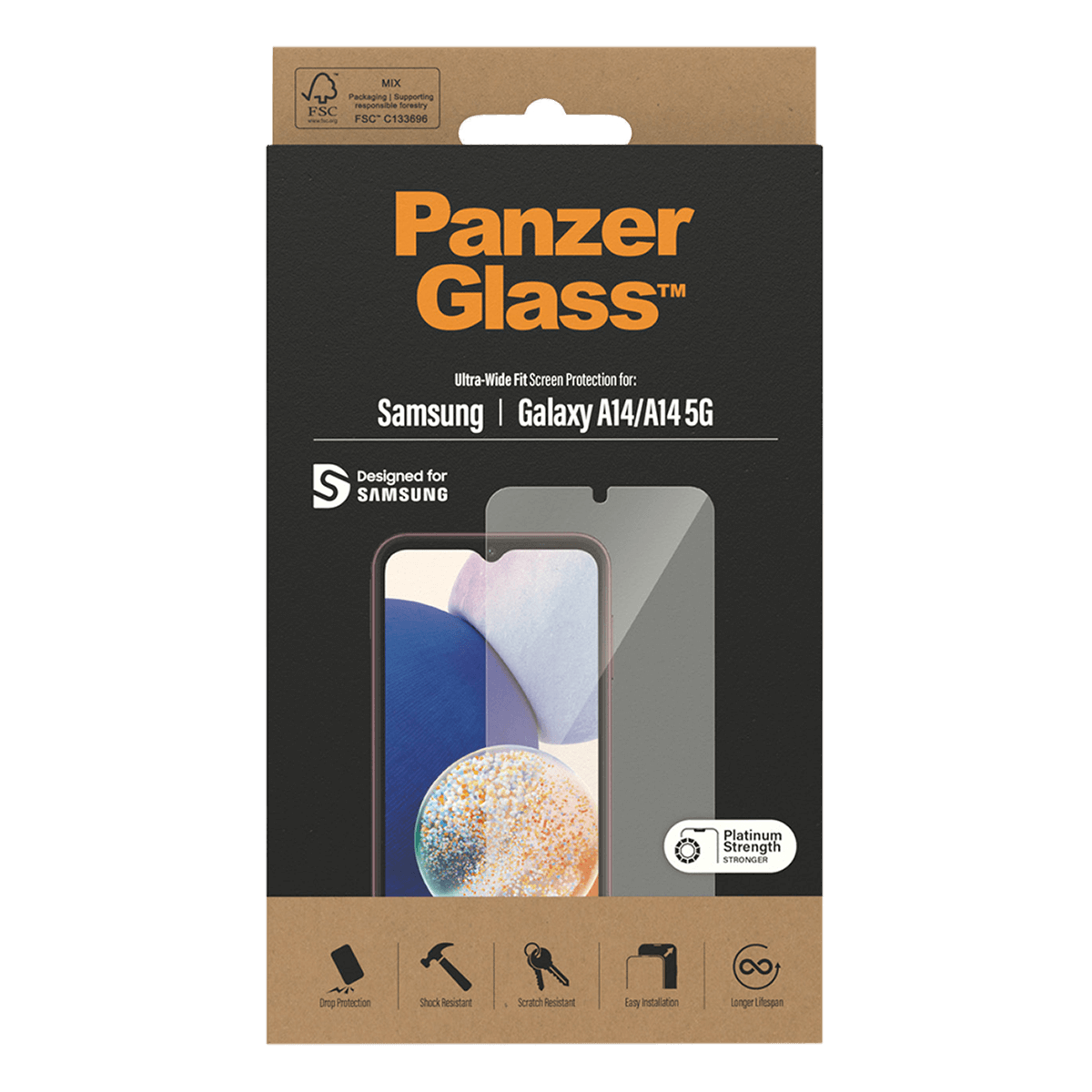 Γυαλί Προστασίας Οθόνης με Πλαίσιο PANZERGLASS Ultra - Wide Fit για SAMSUNG Galaxy A14/ A14 5G - 2