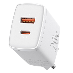 Φορτιστής Ταξιδίου BASEUS Dual USB Type-C + USB Type-A 20W