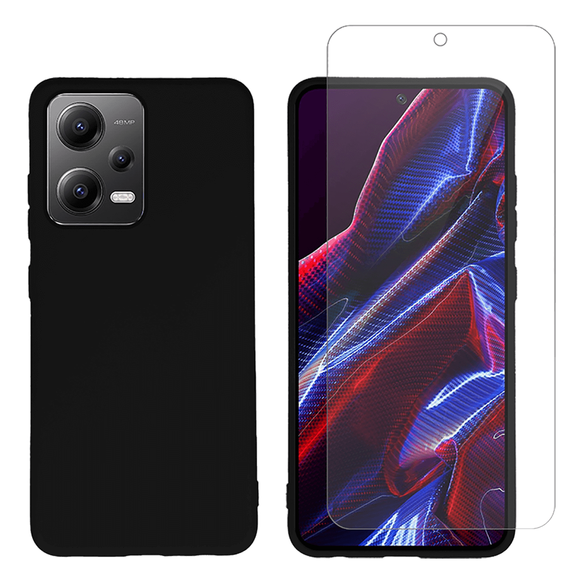 Θήκη Matte + Γυαλί Προστασίας Οθόνης COSY για POCO X5/ XIAOMI Redmi Note 12 5G Μαύρη