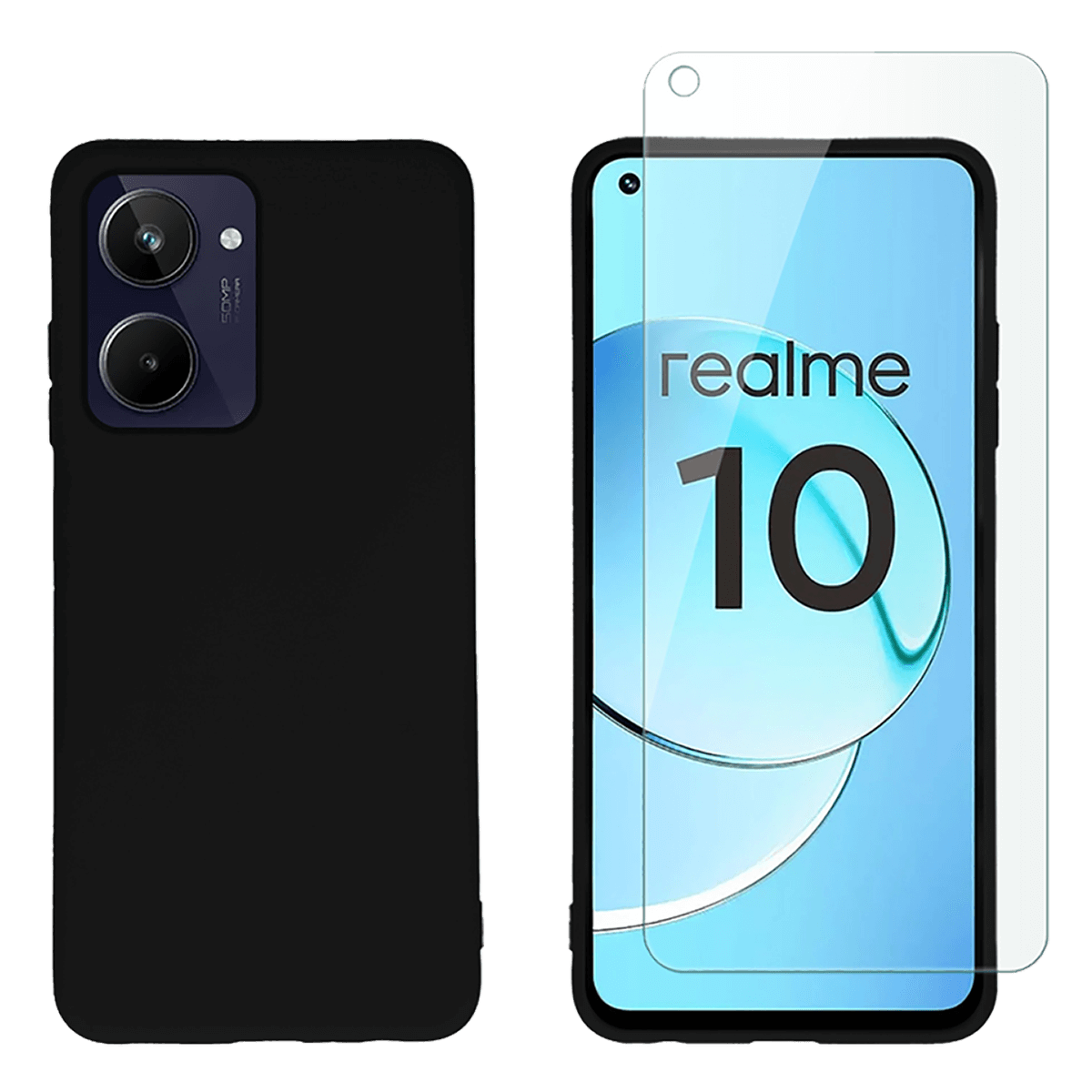 Θήκη Matte + Γυαλί Προστασίας Οθόνης COSY για Realme 10 4G Μαύρη