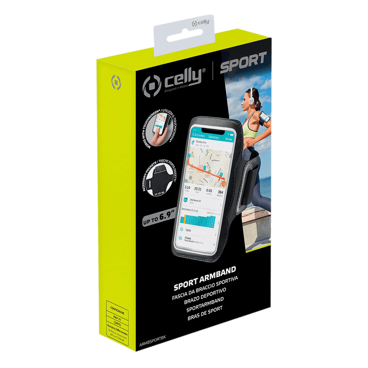 Θήκη Armband CELLY για Smartphones έως 6.9'' Μαύρη - 3