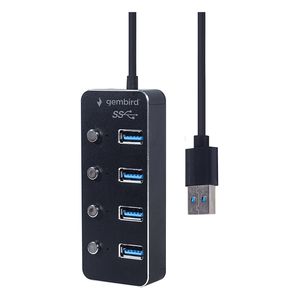 Hub USB 3.1 GEMBIRD με 4 Θύρες με Διακόπτες Μαύρο - 2