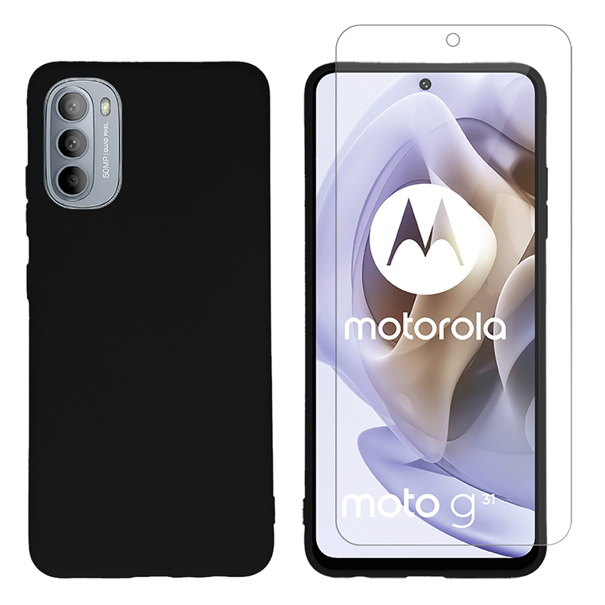 Θήκη Matte + Γυαλί Προστασίας Οθόνης COSY για MOTOROLA moto g31 Μαύρη