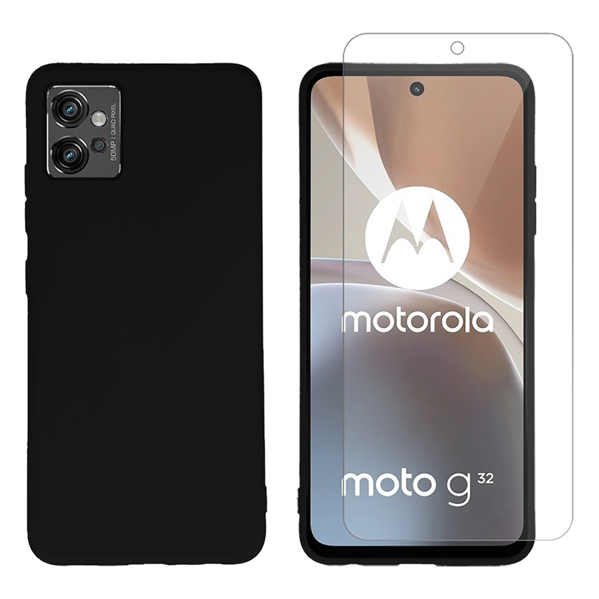 Θήκη Matte + Γυαλί Προστασίας Οθόνης COSY για MOTOROLA moto g32 Μαύρη