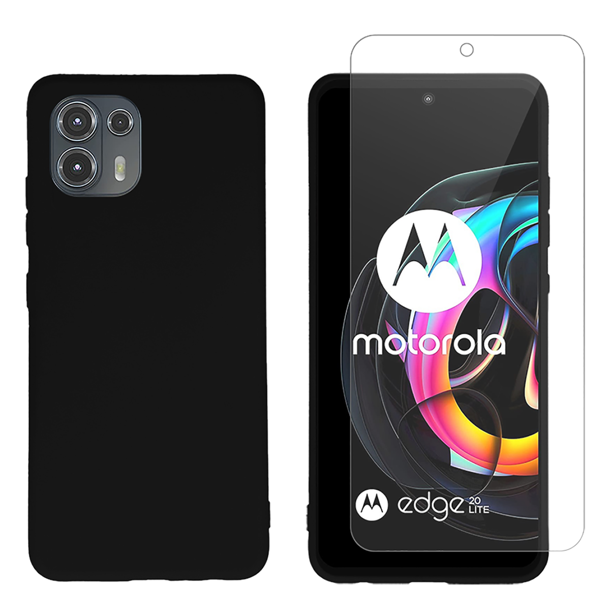 Θήκη Matte + Γυαλί Προστασίας Οθόνης COSY για MOTOROLA edge 20 Lite 5G Μαύρη