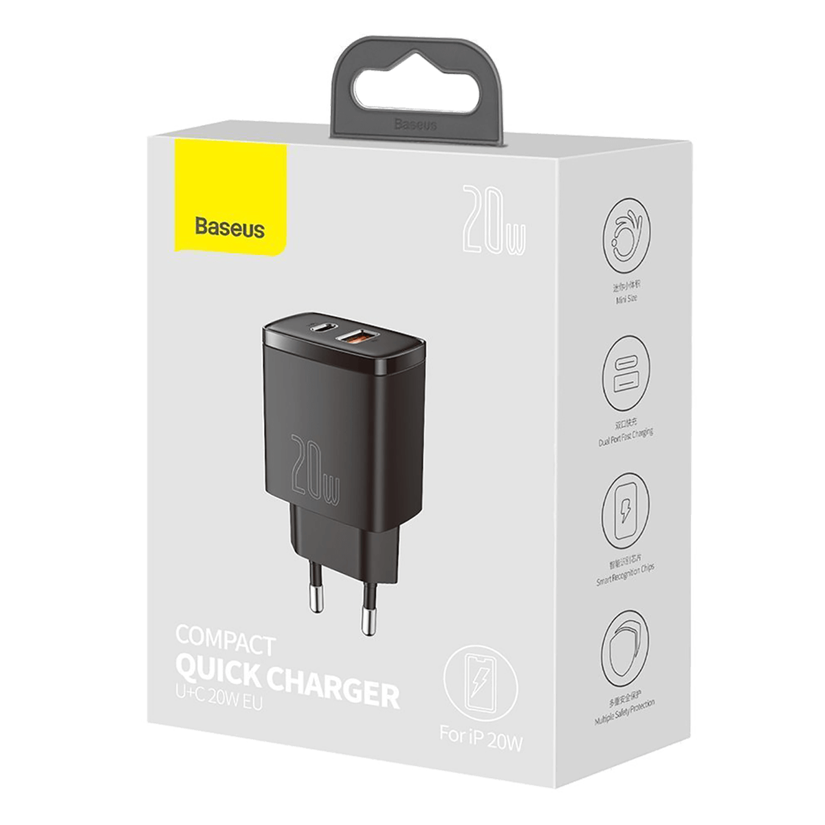 Φορτιστής Ταξιδίου BASEUS Dual USB Type-C + USB Type-A 20W Μαύρο - 5