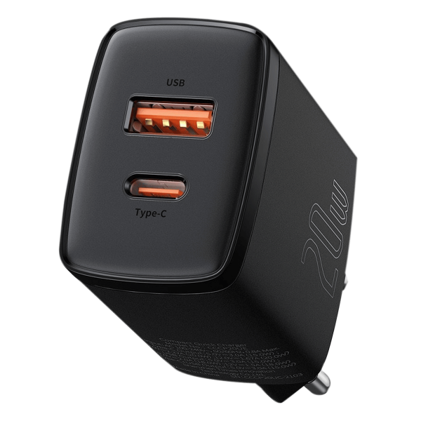 Φορτιστής Ταξιδίου BASEUS Dual USB Type-C + USB Type-A 20W