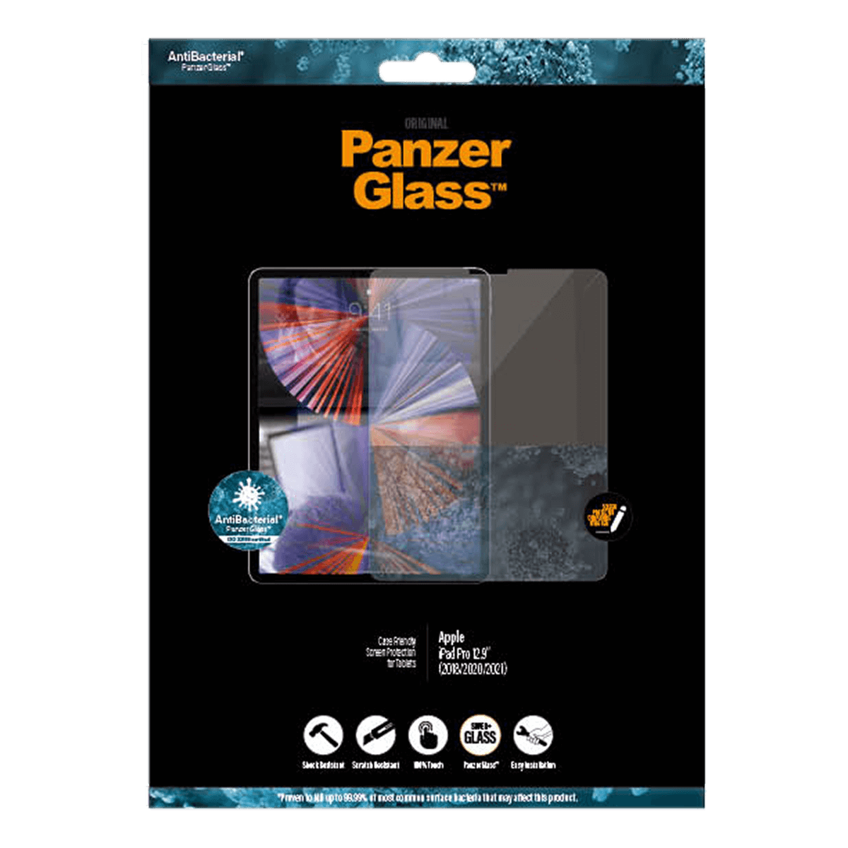 Γυαλί Προστασίας Οθόνης με Πλαίσιο PANZERGLASS Case Friendly Antibacterial για APPLE iPad Pro 12.9'' (4th Gen/ 5th Gen/ 6th Gen) - 3