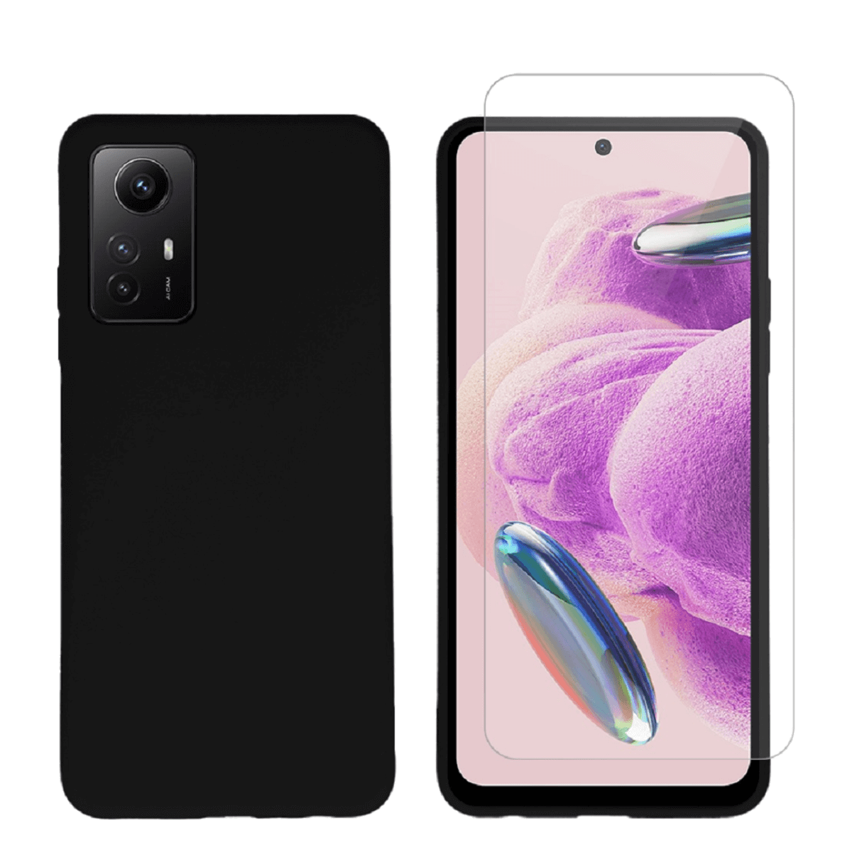 Θήκη Matte + Γυαλί Προστασίας Οθόνης COSY για XIAOMI Redmi Note 12S Μαύρη