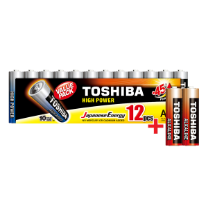 Αλκαλικές Μπαταρίες TOSHIBA High Power LR06 AA (12 Τεμάχια) + Δώρο 2 Μπαταρίες Entry Level
