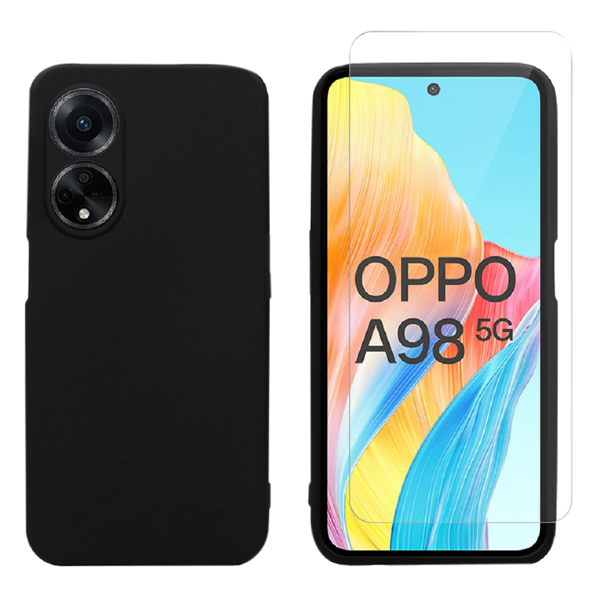 Θήκη Matte + Γυαλί Προστασίας Οθόνης COSY για OPPO A98 5G Μαύρη
