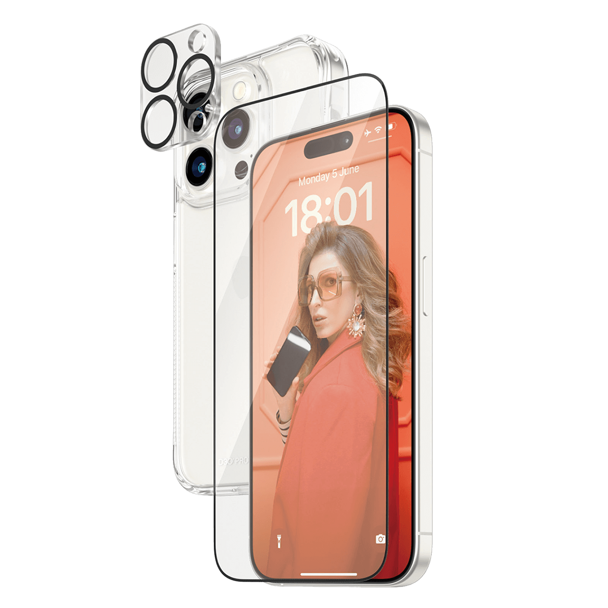 Γυαλί Προστασίας Κάμερας + Διάφανη Θήκη Hard Case + Γυαλί Προστασίας Οθόνης με Πλαίσιο για iPhone 15 Pro PANZERGLASS - 2