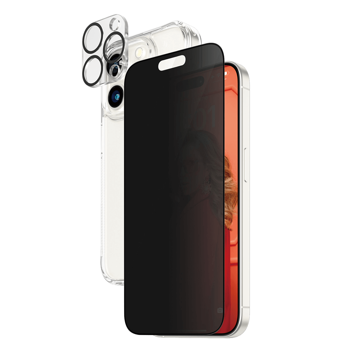 Γυαλί Προστασίας Κάμερας + Διάφανη Θήκη Hard Case + Γυαλί Προστασίας Οθόνης με Πλαίσιο Privacy για iPhone 15 Pro PANZERGLASS - 2