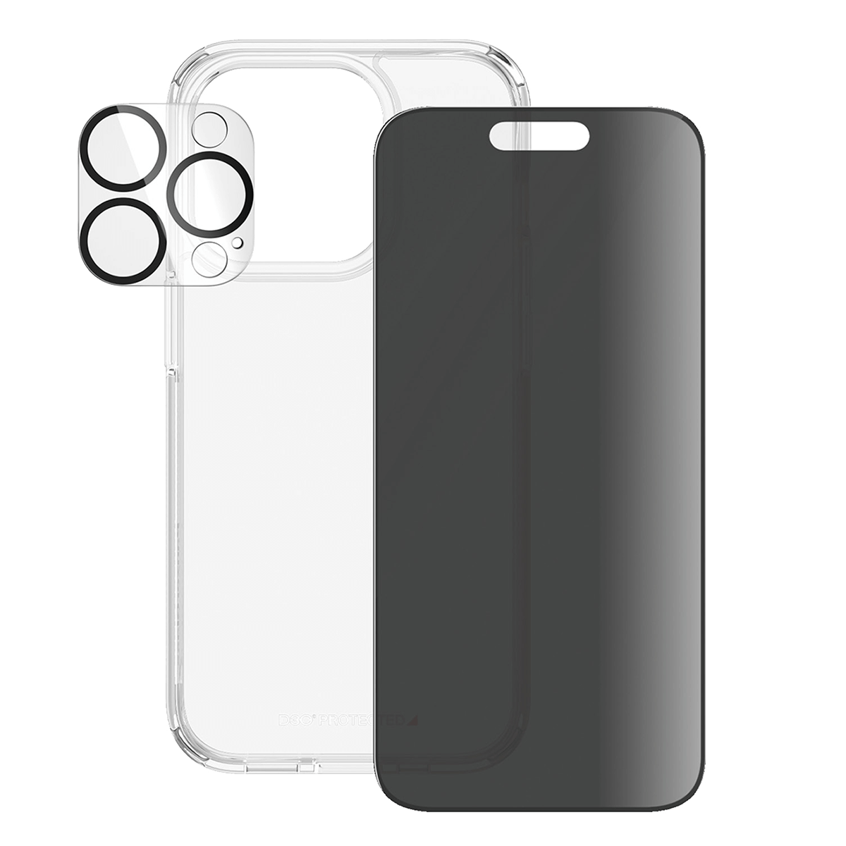 Γυαλί Προστασίας Κάμερας + Διάφανη Θήκη Hard Case + Γυαλί Προστασίας Οθόνης με Πλαίσιο Privacy για iPhone 15 Pro PANZERGLASS - 3
