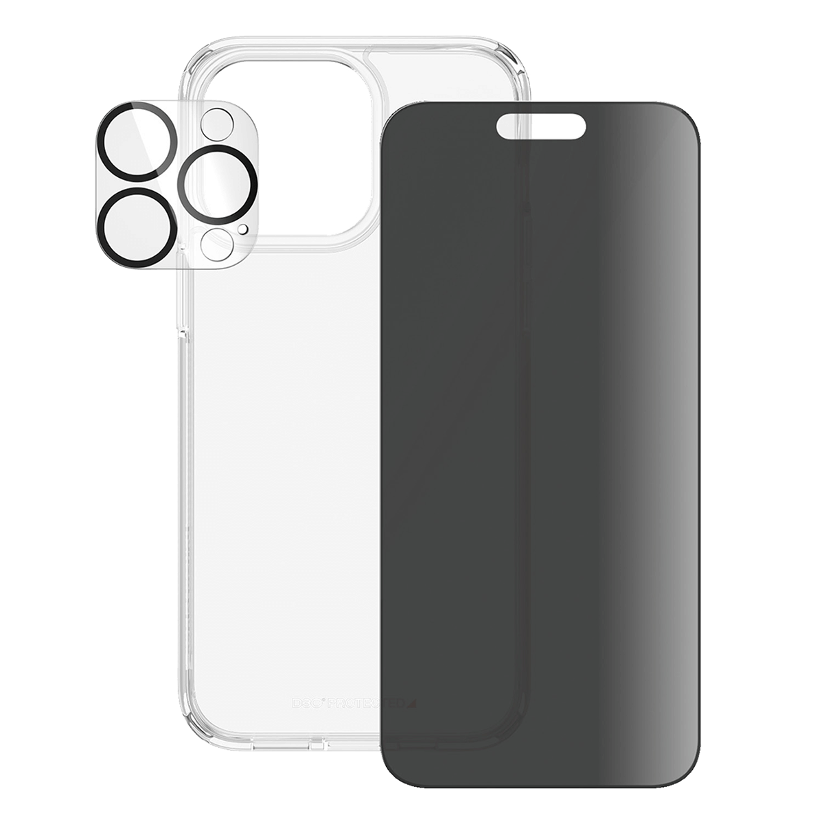Γυαλί Προστασίας Κάμερας + Διάφανη Θήκη Hard Case + Γυαλί Προστασίας Οθόνης με Πλαίσιο Privacy για iPhone 15 Pro Max PANZERGLASS - 3