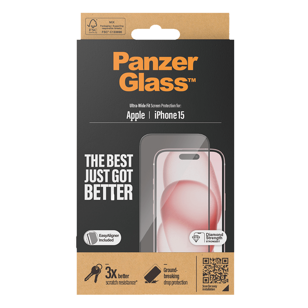 Γυαλί Προστασίας Οθόνης με Πλαίσιο PANZERGLASS Ultra - Wide Fit για iPhone 15 - 3