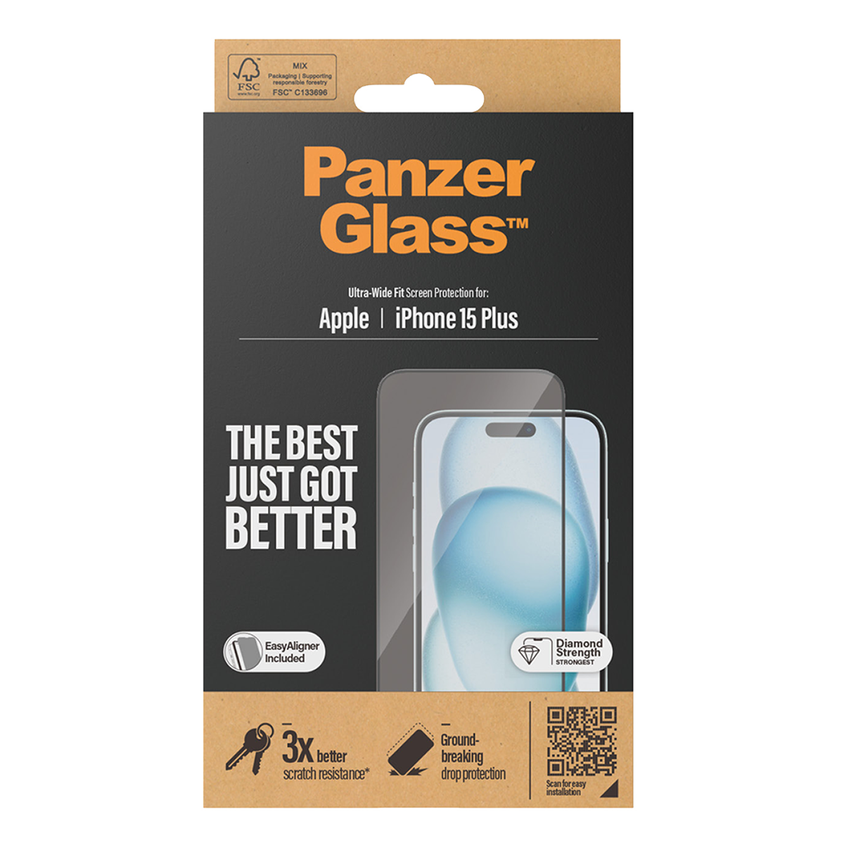 Γυαλί Προστασίας Οθόνης με Πλαίσιο PANZERGLASS Ultra - Wide Fit για iPhone 15 Plus - 3