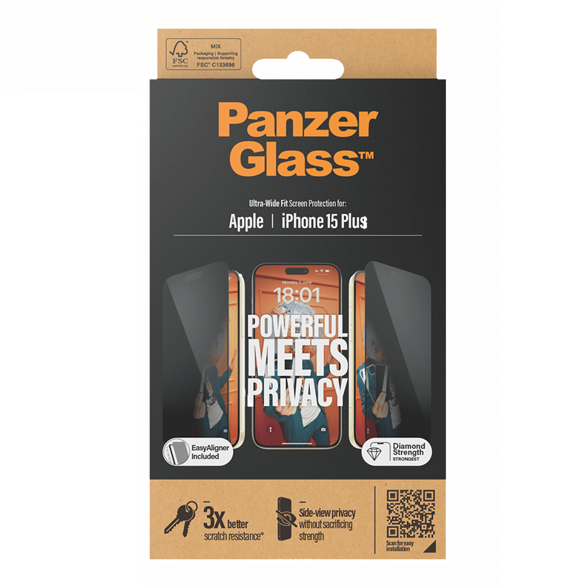 Γυαλί Προστασίας Οθόνης με Πλαίσιο PANZERGLASS Ultra - Wide Fit Privacy για iPhone 15 Plus - 4
