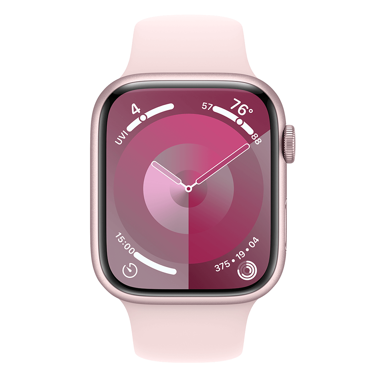 APPLE Watch Series 9 GPS 45mm Pink Aluminium Case με Light Pink Sport Band Medium/ Large Smartwatch